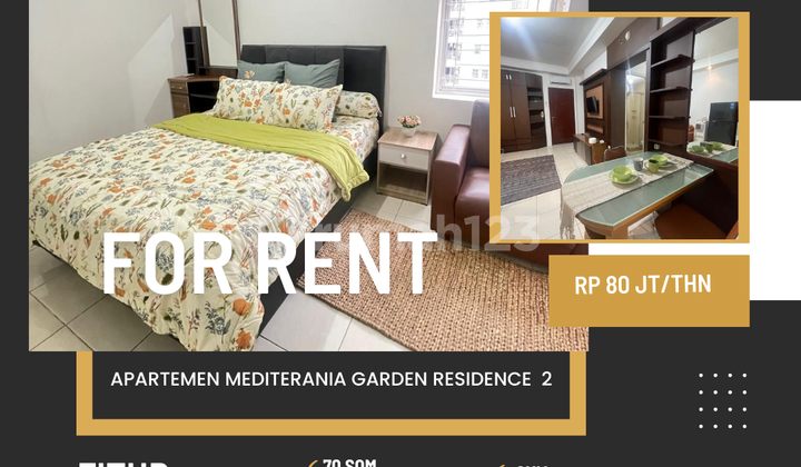 SEWA APARTEMEN MEDITERANIA GARDDEN RESIDENCE TYPE 2 BR FULL FURNISH BAGUS BAGENT DEKAT 4 MALL JAKARTA BARAT 1