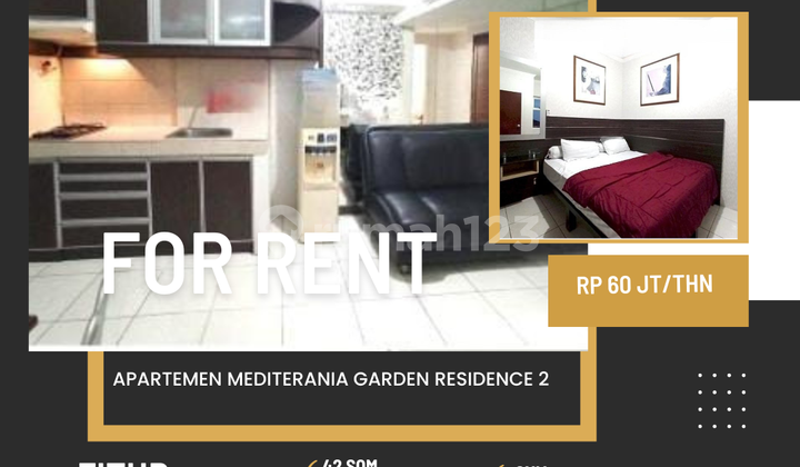 sewa apartemen medit 2 type 2 br full furnish siap huni strategis jakarta barat dekat 4 mall  1