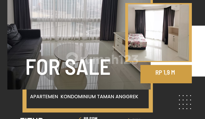 FOR SALE: CHEAPEST APARTMENT IN WEST JAKARTA, TAMAN ANGGREK CONDOMINIUM, 2 BEDROOM TYPE, FULLY FURNISHED, READY TO OCCUPY, WEST JAKARTA.