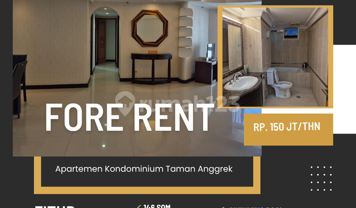 Sewa Apartemen Kondo ta 3BR full furnish siap huni Jakarta barat 2