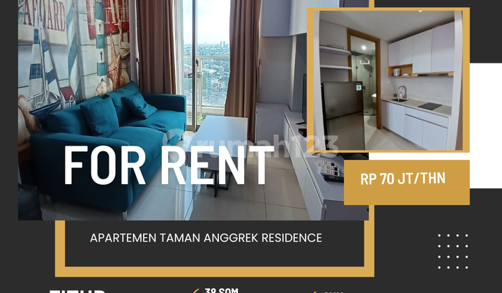 FOR RENT: TAMAN ANGGREK RESIDENCE APARTMENT, 1 BEDROOM TYPE, FULLY FURNISHED, READY TO OCCUPY, WEST JAKARTA 2