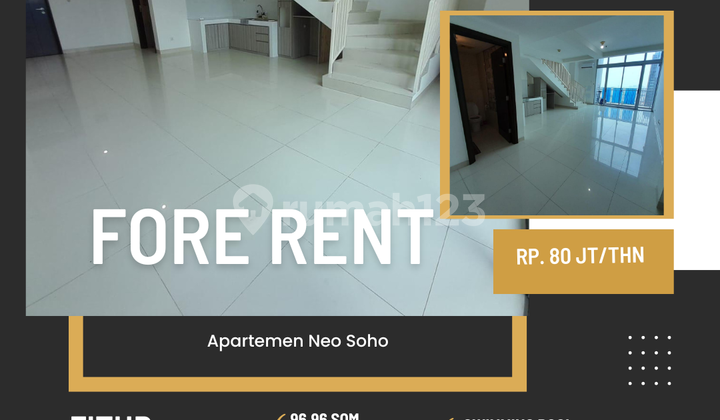 Rent Neosoho Avenue type apartment unfurnished strategic West Jakarta