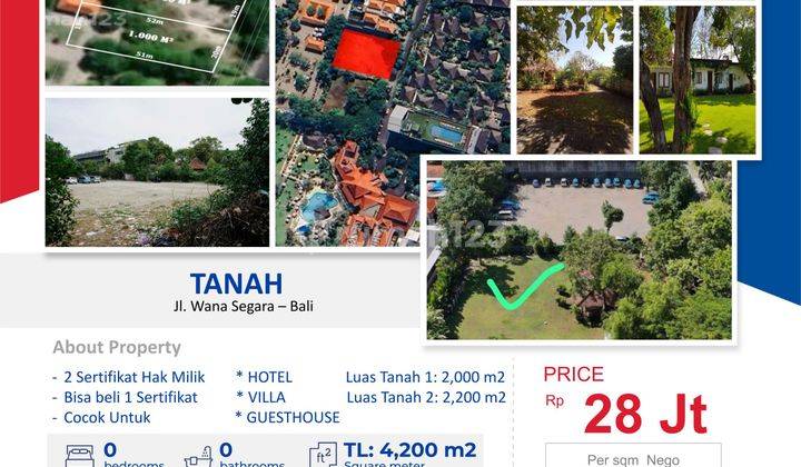 Beachfront Land for Sale Floor 4,200 M2 2 Certificates in Kuta Bali 1