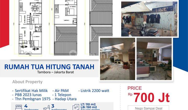 Dijual Rumah Tua Hitung Tanah Lt 110 M2 Di Tambora Jembatan Lima Jakarta Barat  1