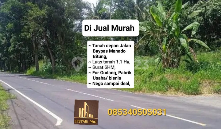 Di Jual Murah Lokasi Depan Jalan Baypas Manado Bitung Cocok Gudang Pabrik Dan Usaha/bisnis