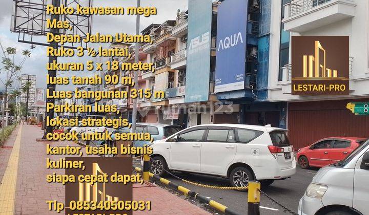 Sangat murah, Ruko 3 ½ Lantai, jalan utama kawasan mega mas 1