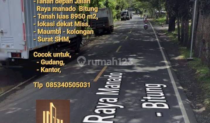 Tanah Murah, Depan Jalan Raya Manado- Bitung, Luas 8950 M2 1