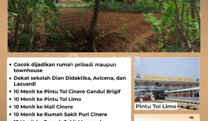 For Sale, 475m² Plot of Land Inside a Complex in Cinere, Depok