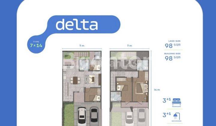 Rumah 2 Lt Type Delta 7x14 di Sutera Rasuna, Alam Autera-2, Kota Tangerang 2