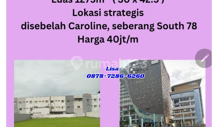 Dijual Kavling Komersil 1.275M² di Boulevard Gading Serpong-Bsd, Sebelah Caroline & South 78 Dijual Kavling Komersil 1.275M² di Boulevard Gading Serpong-Bsd, Sebelah Caroline & South 78