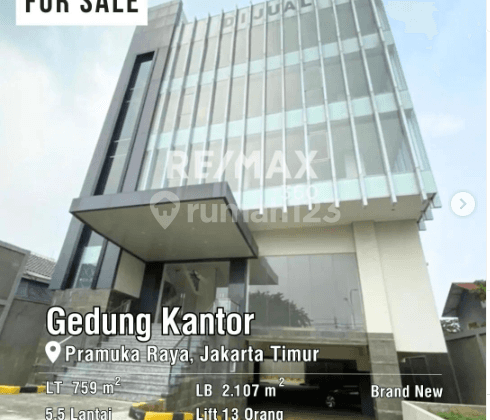 Dijual Gedung Kantor Pramuka Raya Lt 759m2 At Jakarta Timur 1