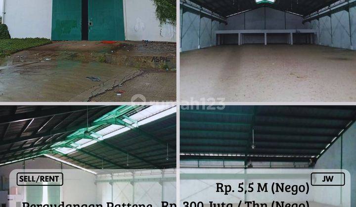 Dijual/Disewakan Gudang 2LT Pergudangan Pattene Siap Huni Nego 1