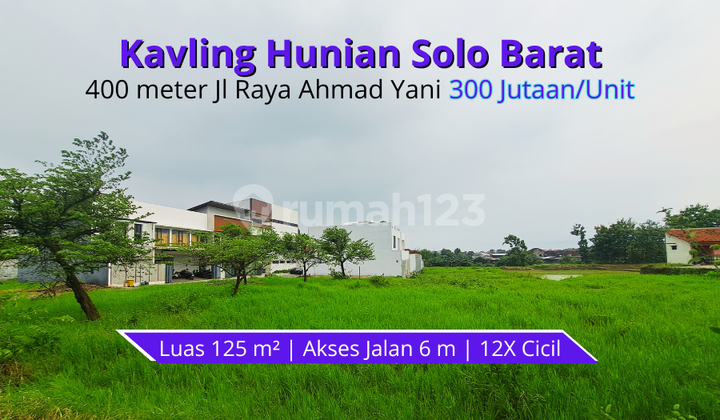 Jual Tanah Kavling Solo, 2 Menit RS Karima Utama Kartasura, SHM, Luas 125 m2