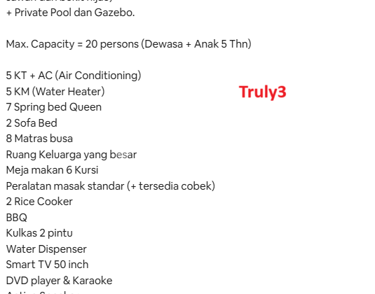 Villa Truly3 Puncak, 5BR+AC, Private Pool, Max. 20 People