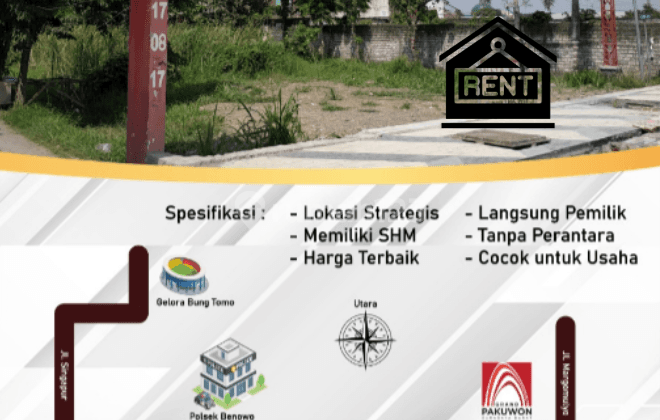 Disewakan Tanah Strategis Cocok Buat Usaha Raya Sememi Jaya Ramai 1