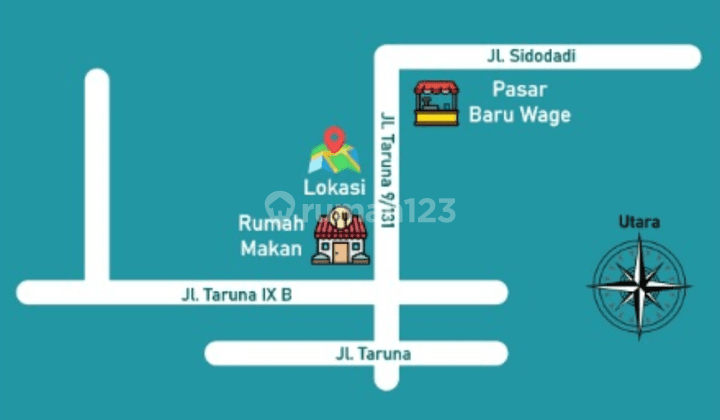 Disewakan Tanah Strategis Cocok Buat Usaha Dekat Pasar Wage Taman 2