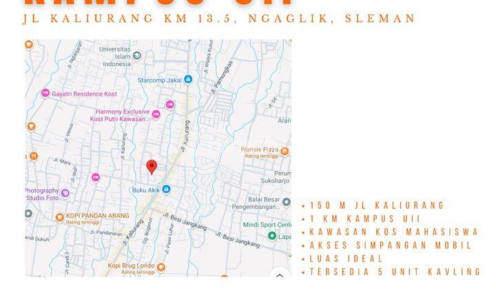 Tanah Area Kampus Uii Jogja, Cocok Bangun Kost Dp Fleksibel 2