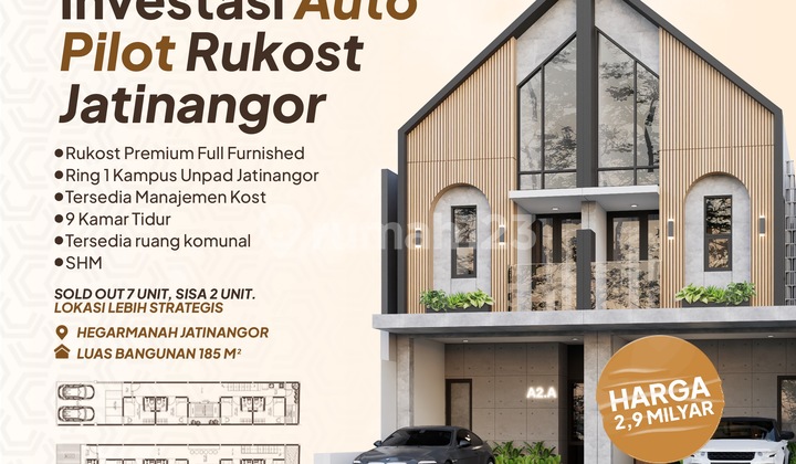 Investasi Kosan Premium Jatinangor - 9 Kamar, LT 124-125 M², Pinggir Jalan