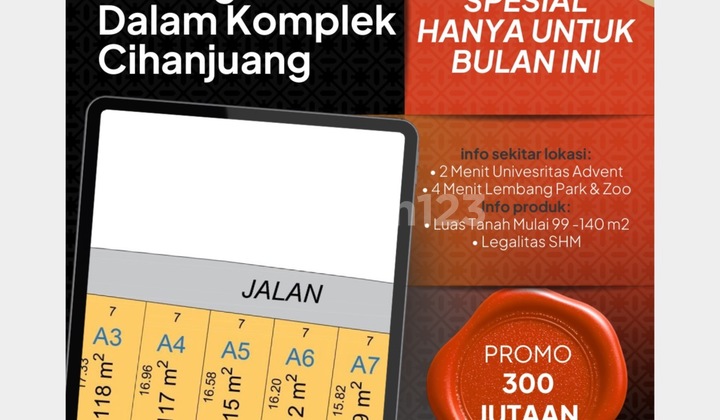 Promo Tanah Cihanjuang 300 Jutaan Saja Luas 100 M2-An Akses Mobil Unit Terbatas