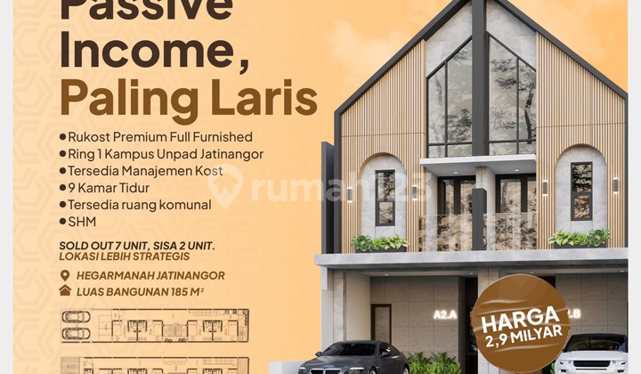 Dijual Kosan Premium Jatinangor - 9 Kamar, Full Furnish, Pinggir Jalan Utama