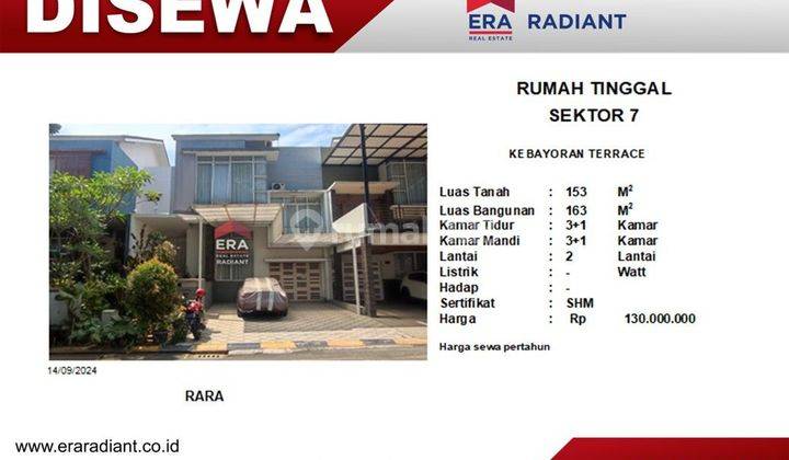 Disewakan Rumah 2 Lantai Di Cluster Kebayoran Terrace Bintaro Sektor 7 1