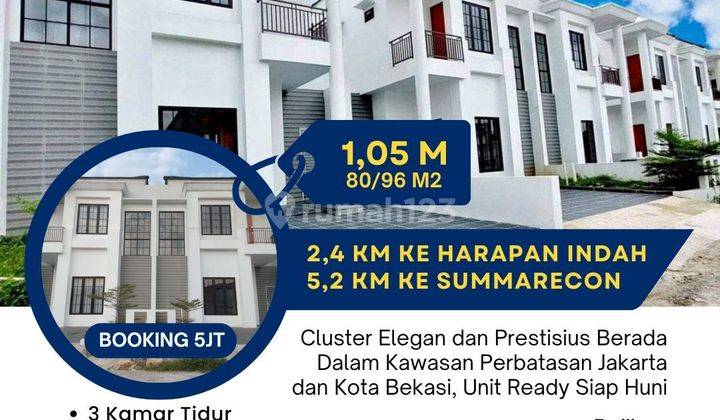 Rumah Cluster Baru Siap Huni 2 Lantai Nempel Jalan Di Bekasi  1