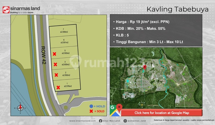 P70. Dijual Tanah Kavling Komersial Tabebuya BSD – Sisa 2 Unit, Lokasi Premium Dekat The Breeze & BSD Green Office Park