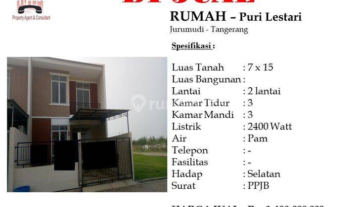 For Sale!! Rumah Baru Nyaman 2lantai di Puri Lestari  1