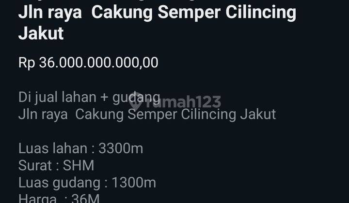 Dijual Tanah + Gudang di Jl Raya Cakung Semper Jakarta Utara  2