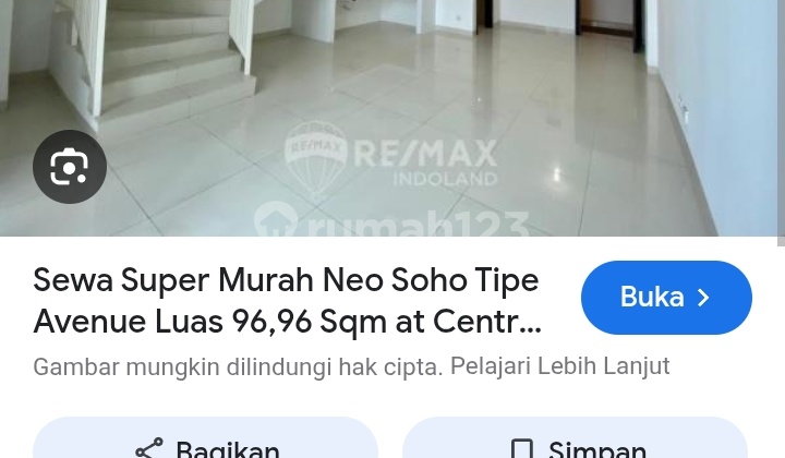 Disewa Apt Soho Residen Kosongan LT Tinggi