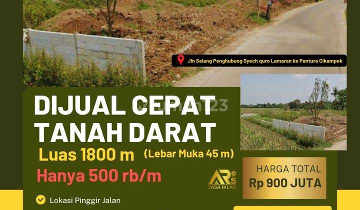 Dijual Tanah Lokasi Strategis Pinggir Jalan Luas 1800 m Harga 500ribu/m 1