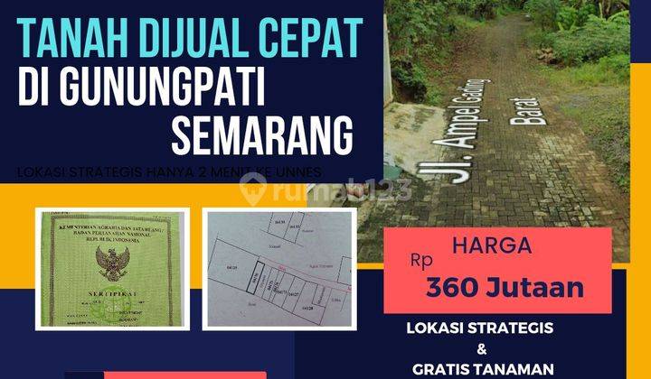 Dijual Murah Tanah SHM Luas 144 m Di Gunung Pati Semarang  1