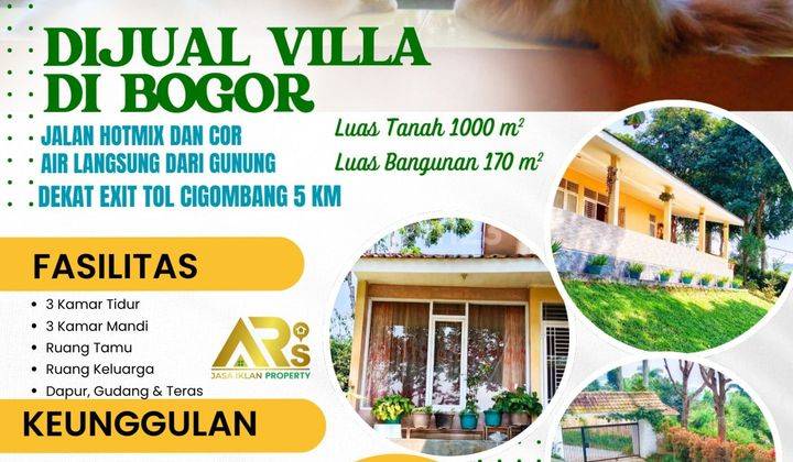 Dijual Villa Di Cigombong Bogor View City Light Gunung Gede & Gunung Pangrango  1