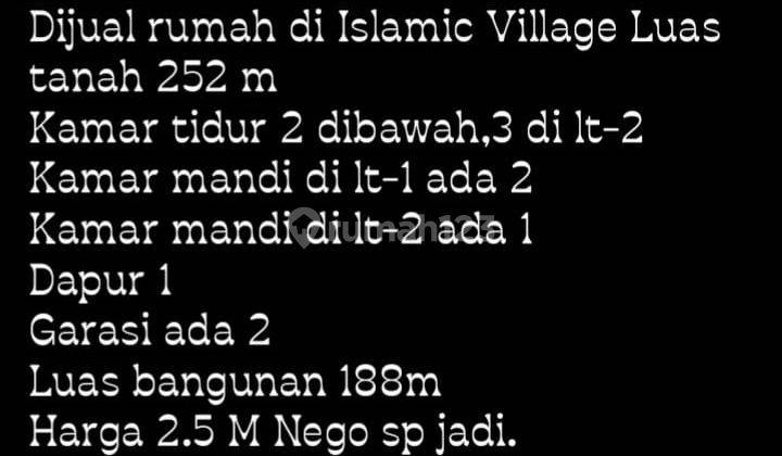 Dijual Rumah Siap Huni 2 Lantai di Islamic Village Karawaci  2