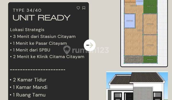 Rumah hanya 3 enit saja dari stasiun citayam depok SHM 1