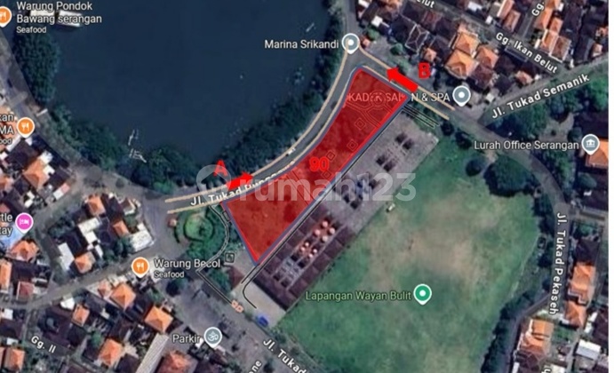 For rent: Beachfront land in Serangan, Bali (Near Turtle Island), Excellent location right by the beach.
