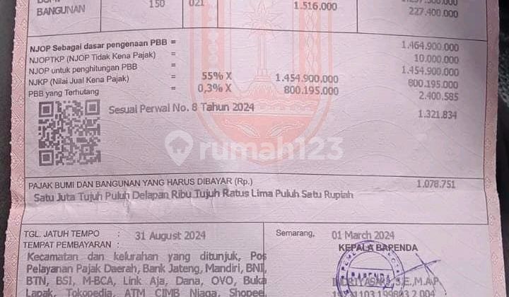 T Rumah Hooked Di Bawah Njop Di Semarang Indah 1
