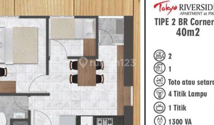 Disewakan Apartemen Tokyo Riverside Pik2 Tipe 2BR Uk 40M2 Kosongan Siap Huni 2