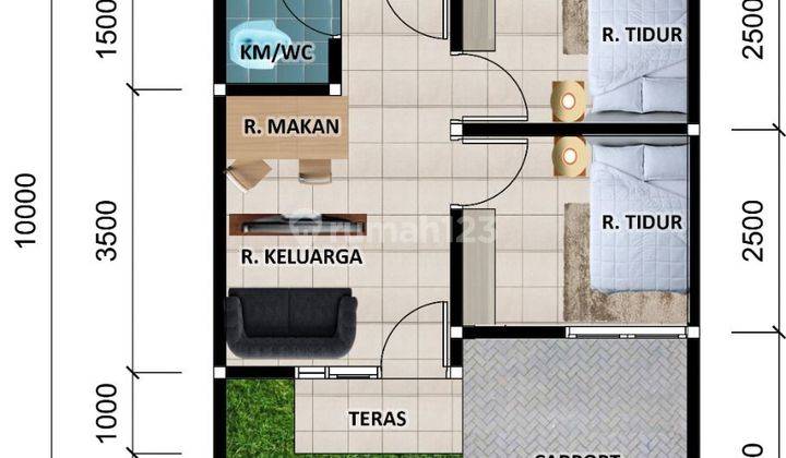 Dijual rumah subsidi angsuran flat 2