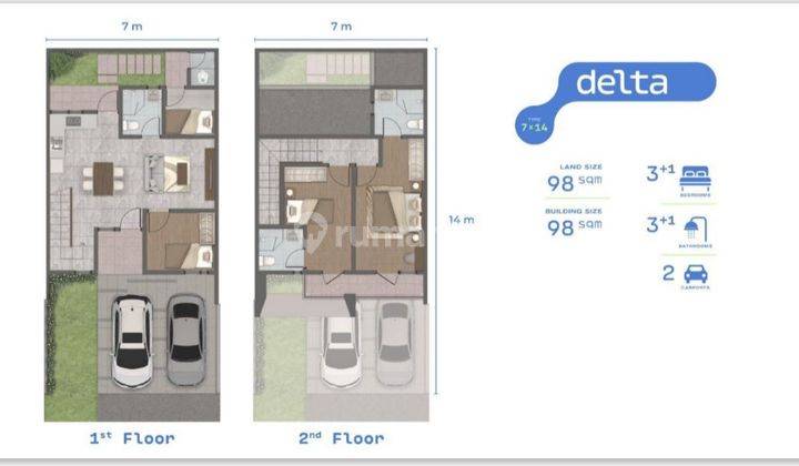 Dijual Rumah 2 Lt Sutera Rasuna (alsut 2) Type Delta 1