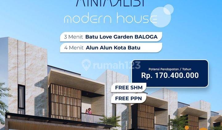 Rumah minimalis 2 lantai passive income 170 juta kota batu 1