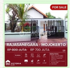 Rumah Luas Tanah 350m2 Di Mojokerto Rajasanegara Jual Murah 700juta 1