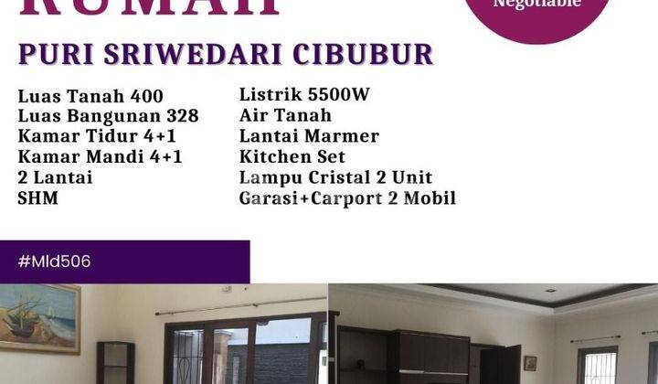 Rumah 2 Lantai Rapi Di Puri Sriwedari Dekat Pintu Tol Cibubur 2