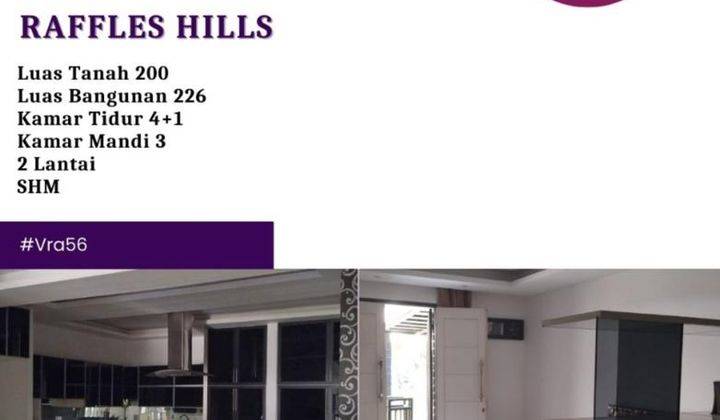 Dijual Cepat Rumah Lt.200 4kt, Siap Huni, Sudah Renovasi, Bebas Banjir, Lokasi Strategis, Cluster Baru, Di Raffles Hills Cibubur, Shm, Negotiatiable! Rumah Bagus SHM 2