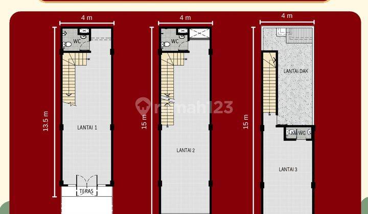 Ruko Kota Bagan Pik 2 3 lantai Ukuran 4x13,5 Cocok Untuk Invest 2