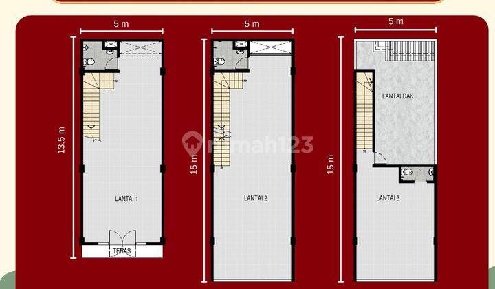 Ruko Kota Bagan Pik 2 Ukuran 5x13,5 Hook 3 Lantai Bisa Cicil 60x 2