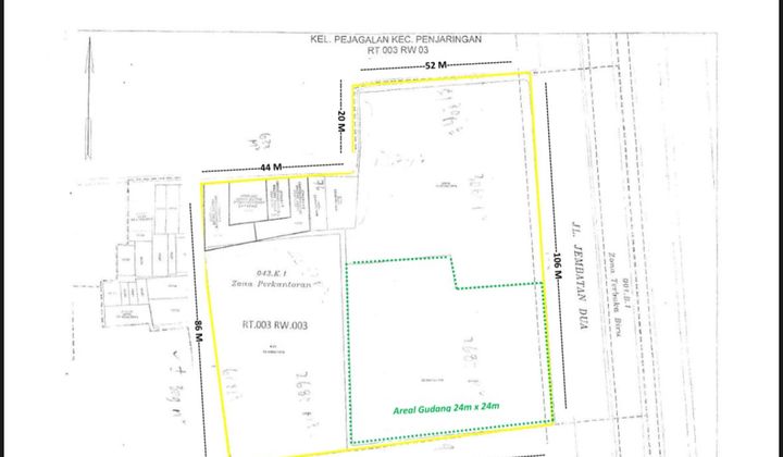 Tanah Jembatan Dua Raya Luas 9200M2 Sudah SHM Lokasi Strategis