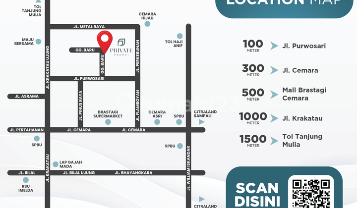 Rumah Baru 1 Lantai  Murah Jalan Baru Area Cemara Krakatau 2