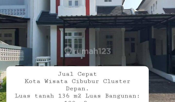 DI JUAL RUMAH CANTIK 2 LANTAI DALAM CLUSTER TERDEPAN. KOTA WISATA CIBUBUR. 1