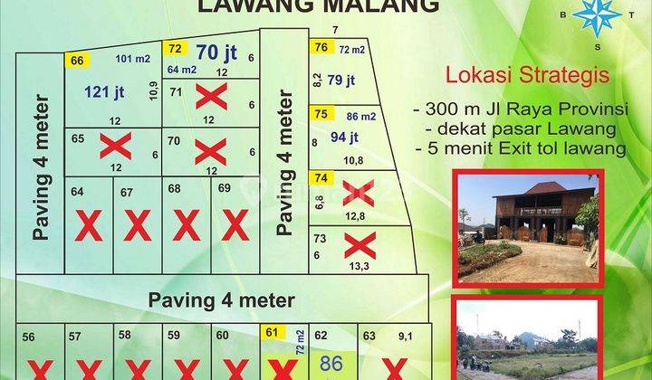 Tanah Kavling Murah di Turirejo Lawang Malang View Pegunungan 1